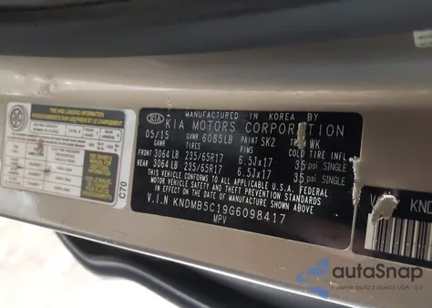 2016 Kia Sedona Lx z USA, uszkodzony, nr VIN KNDMB5C19G6098417